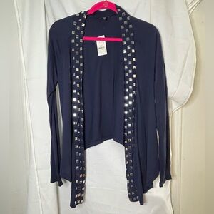 NWT Express Dreamweight Cotton Navy Blue Cover Up with Silver Rivets Size S